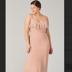 Kleinfeld Peach Long Formal‎ Bridal Dress Chiffon Size 14 NWT $149